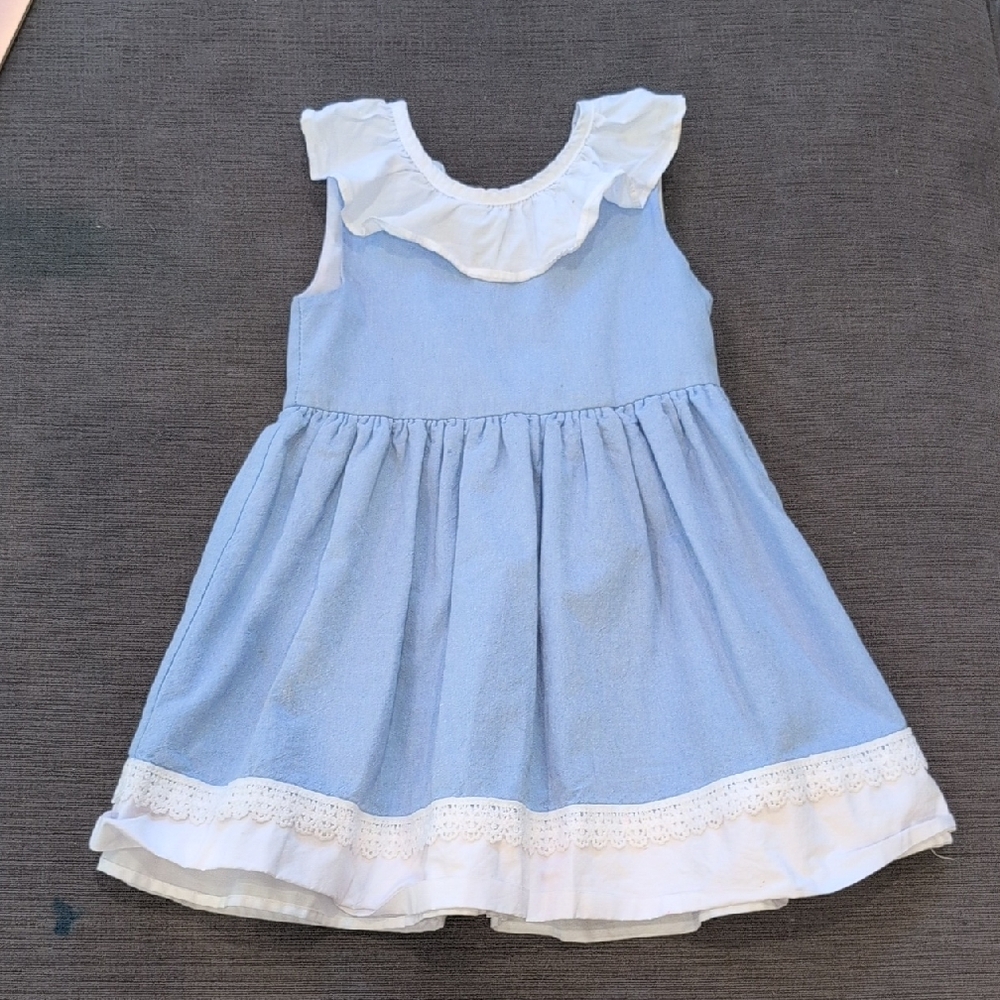 Catherine Malandrino Blue and White Ruffle Dress